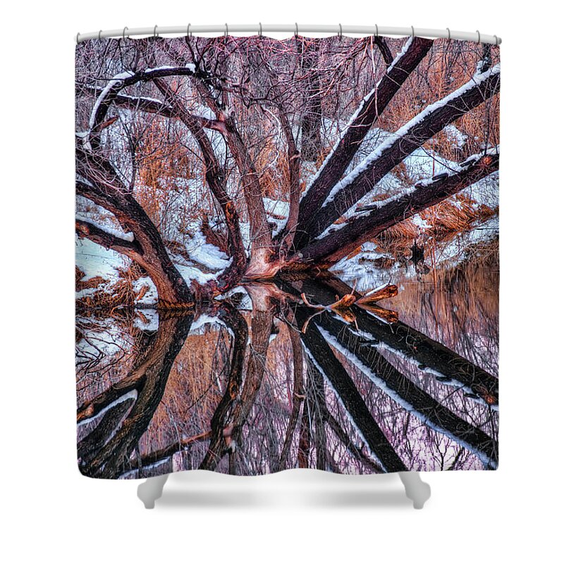 Abstract Shower Curtain featuring the photograph Spittin' Images by Tom Weisbrook