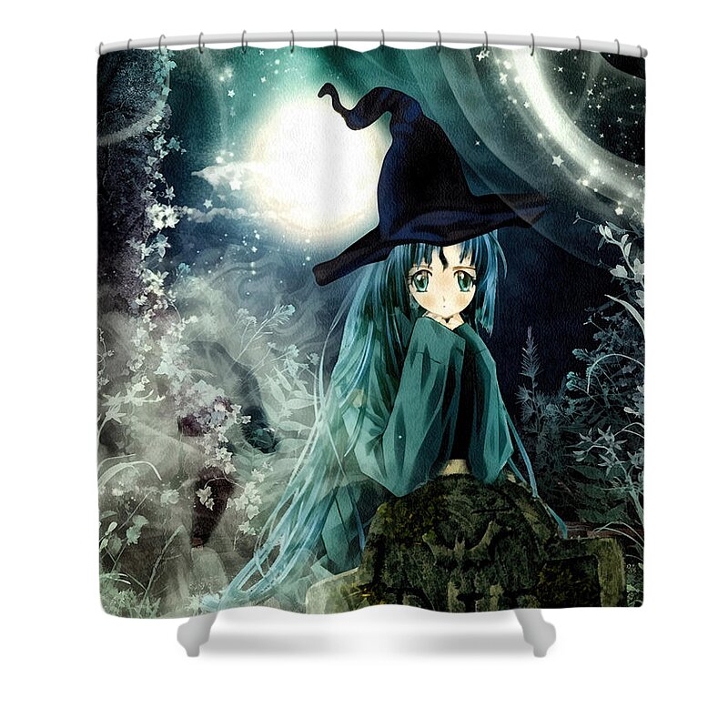 Spooky Night Shower Curtain featuring the painting Spooky Night by Mo T