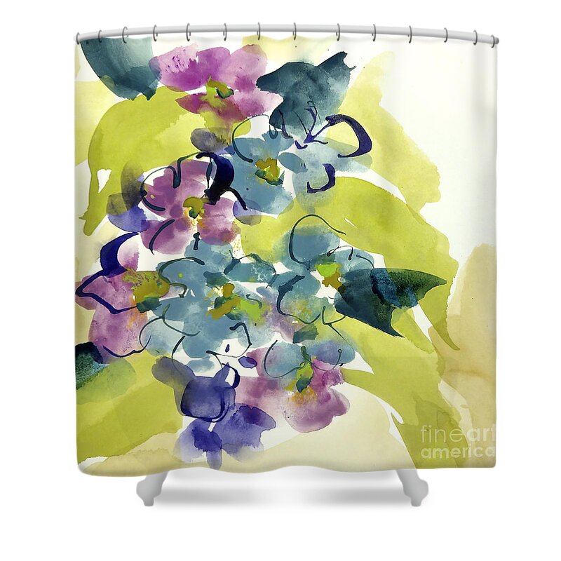Mixed Media Paintings Shower Curtain featuring the painting Spring Bouquet II by Chris Paschke