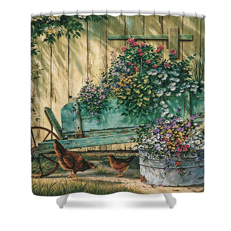 Michael Humphries Shower Curtain featuring the painting Spring Social by Michael Humphries