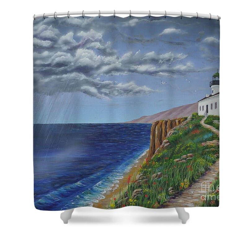 Spring Shower Curtain featuring the painting Spring Storm by Mary Scott