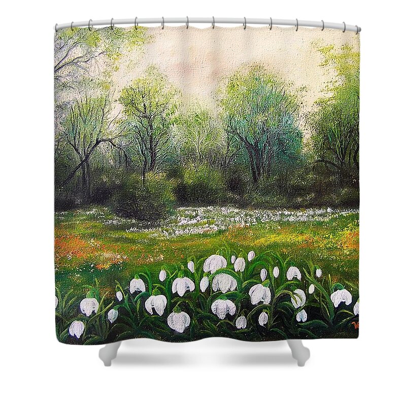 Spring Shower Curtain featuring the painting Spring by Vesna Martinjak