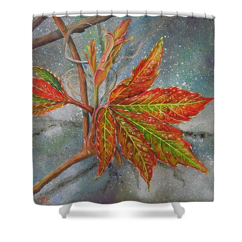 Shenandoah Shower Curtain featuring the painting Spring Virginia Creeper by Nicole Angell