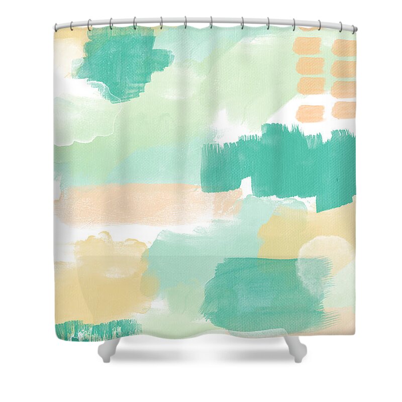 Abstract Painting Shower Curtain featuring the painting Spumoni- Abstract Painting by Linda Woods