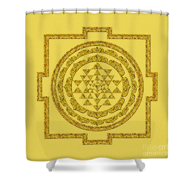 Sri Yantra Shower Curtain featuring the digital art Sri Yantra In Gold by Olga Hamilton