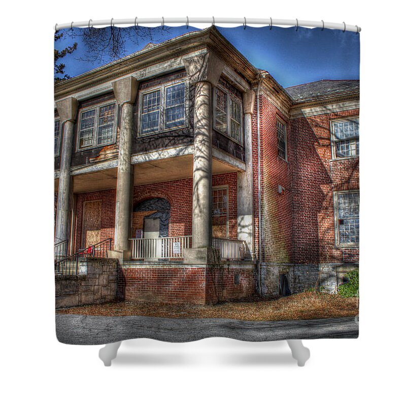 Abandoned Shower Curtain featuring the digital art St. Alban's - The Southeast Wing by Dan Stone