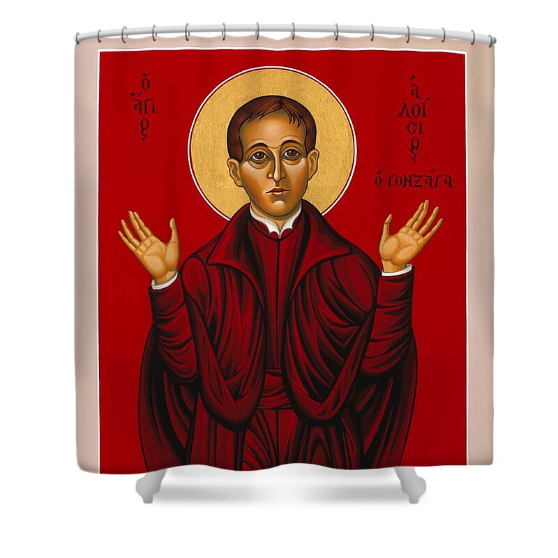 St. Aloysius Shower Curtain featuring the painting St. Aloysius in the Fire of Prayer 020 by William Hart McNichols