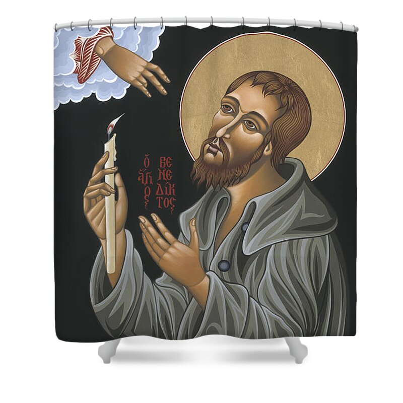 St. Benedict Joseph Labre Shower Curtain featuring the painting St. Benedict Joseph Labre 062 by William Hart McNichols