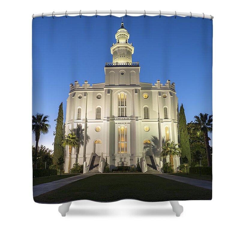 Utah Shower Curtain featuring the photograph St. George Temple by Dustin LeFevre
