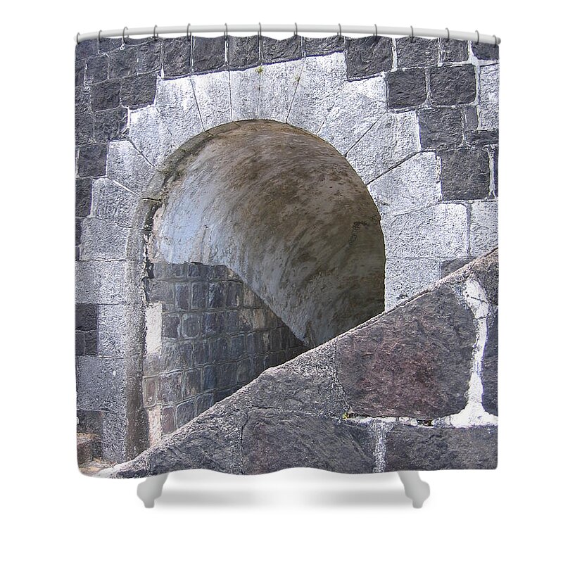 Staircase Shower Curtain featuring the photograph St. Kitts - Brimstone Hill Fortress by HEVi FineArt