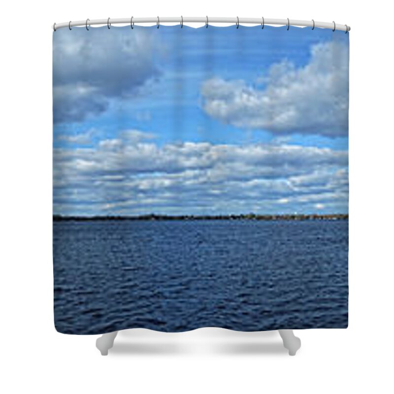 St Lawrence River Panoramic Shower Curtain featuring the photograph St Lawrence River Panoramic by Maggy Marsh