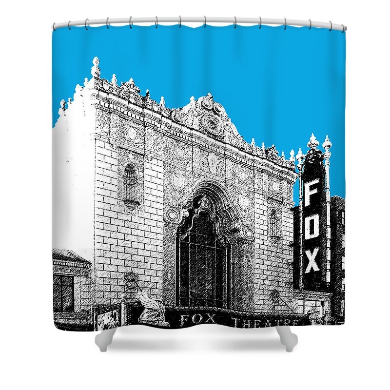 Architecture Shower Curtain featuring the digital art St louis Skyline Fox Theater - Ice Blue by DB Artist