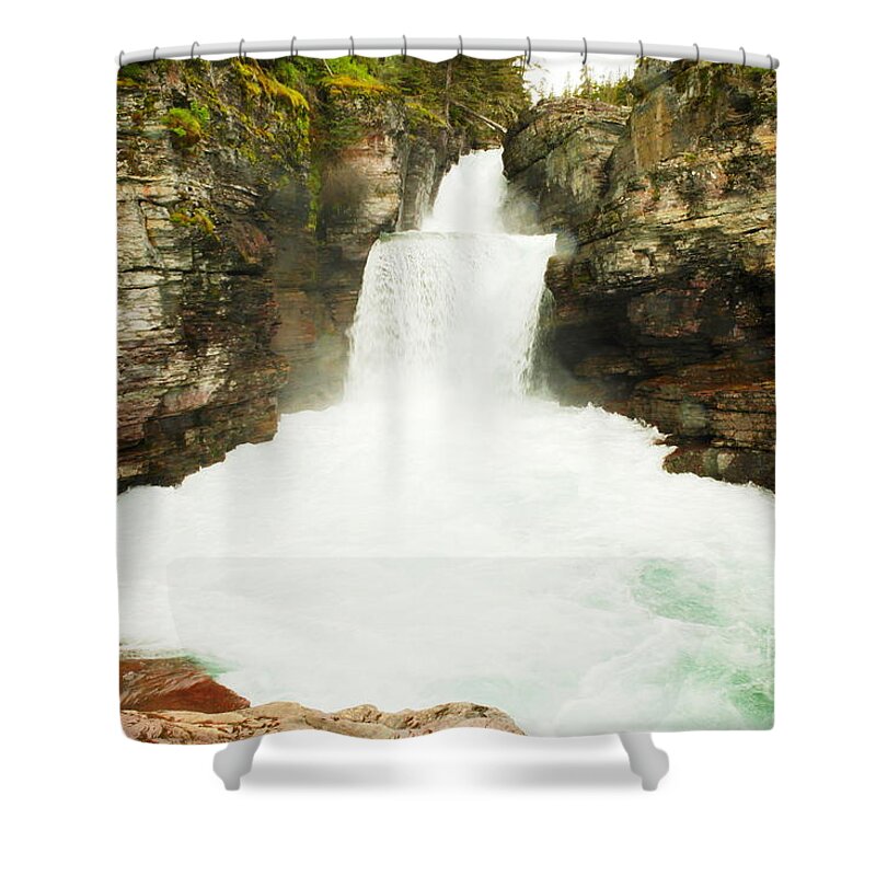 Water Shower Curtain featuring the photograph St Mary Falls Glacier National Park by Jeff Swan