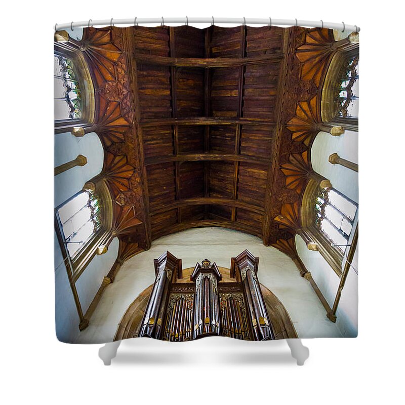 Organ Shower Curtain featuring the photograph St Michael's Church Framlingham by Jenny Setchell