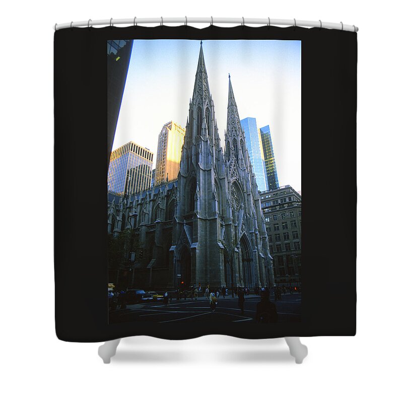 St Patricks Shower Curtain featuring the photograph St Patricks Cathedral in New York City 1984 by Gordon James