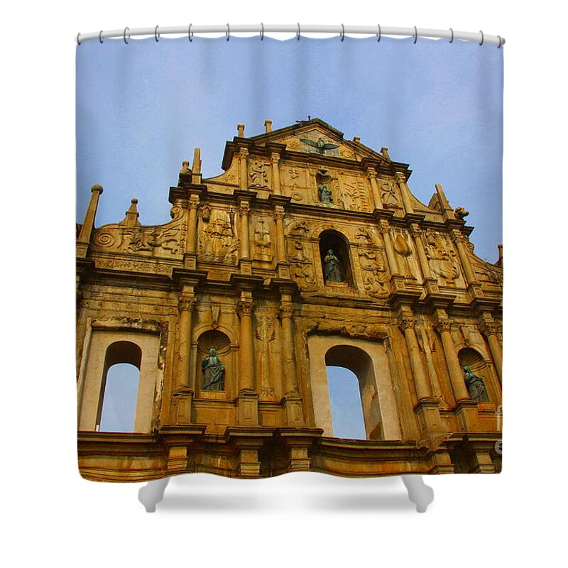 Saint Shower Curtain featuring the photograph St. Paul Church in Macao by Amanda Mohler
