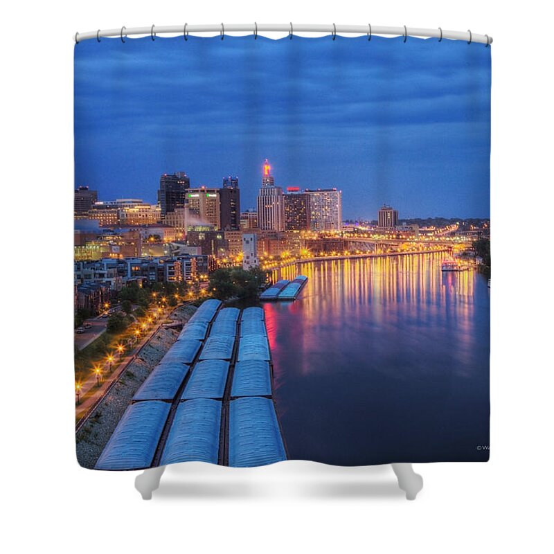 Architecture Shower Curtain featuring the photograph St Paul Skyline at Night by Wayne Moran