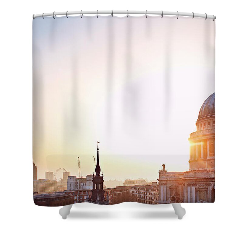 England Shower Curtain featuring the photograph St Pauls Cathedral, London, England, Uk by Liam Norris