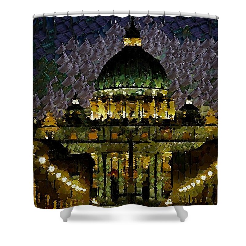 Cityscape Shower Curtain featuring the painting St. Peter's Basilica by Dragica Micki Fortuna