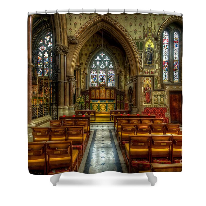 Hdr Shower Curtain featuring the photograph St Peter's Church 2.0 - Bournemouth by Yhun Suarez
