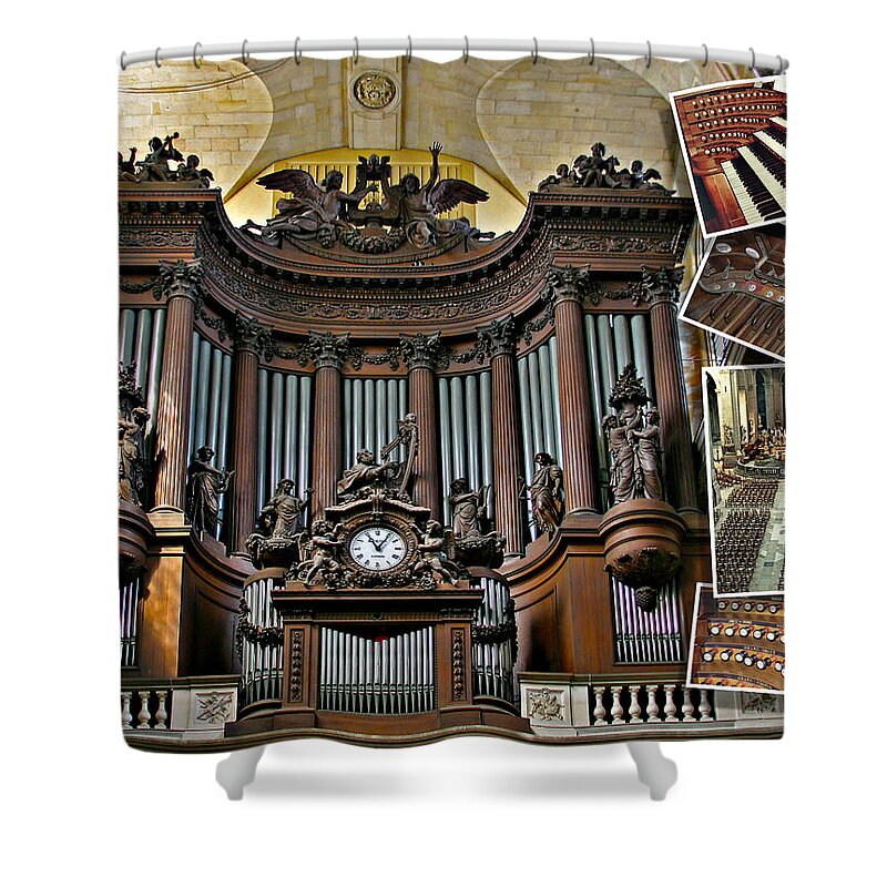 Sulpice Shower Curtain featuring the photograph St Sulpice organ by Jenny Setchell