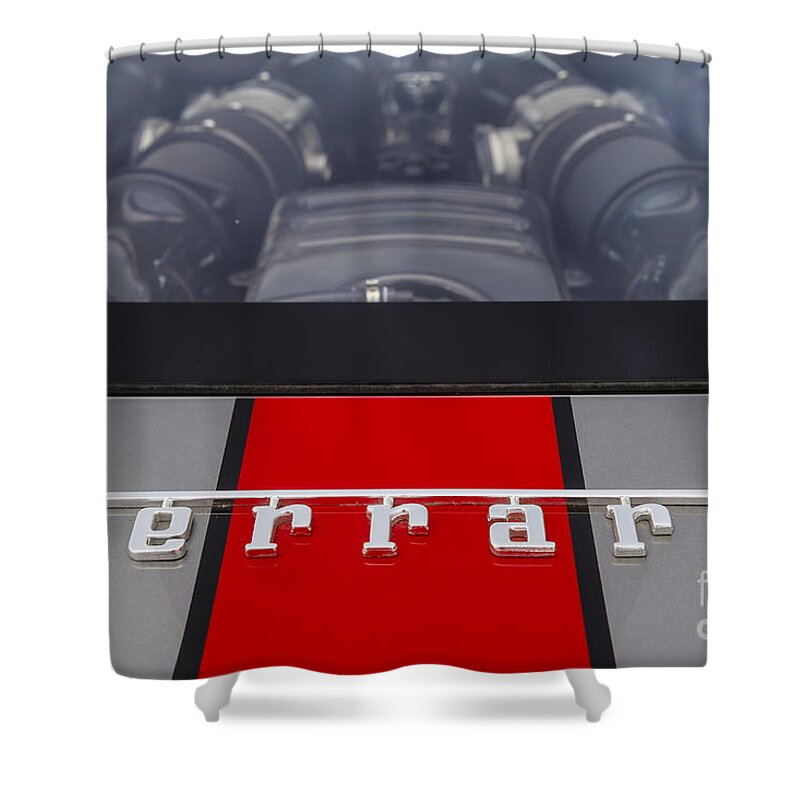 Ferrari F430 Shower Curtain featuring the photograph Ferrari Engine by Dennis Hedberg