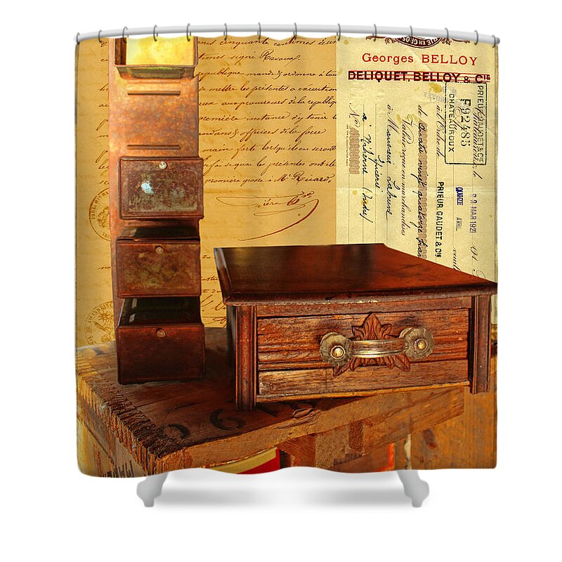 Antique Drawer Shower Curtain featuring the photograph Stacked by Sylvia Thornton
