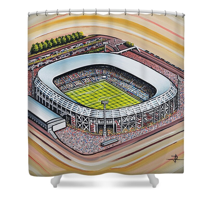 Art Shower Curtain featuring the painting Stadion Feijenoord - Feyenoord by D J Rogers