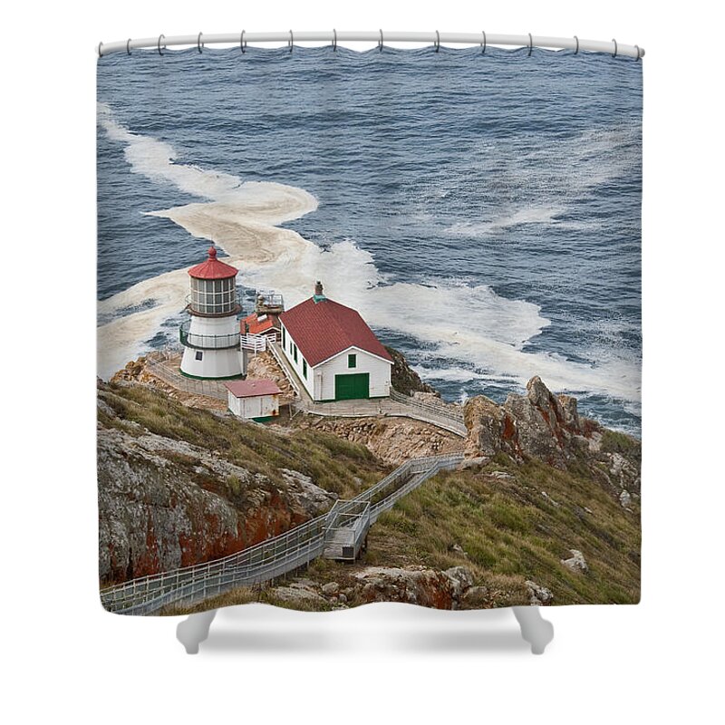 Architecture Shower Curtain featuring the photograph Stairway Leading to Point Reyes Lighthouse by Jeff Goulden
