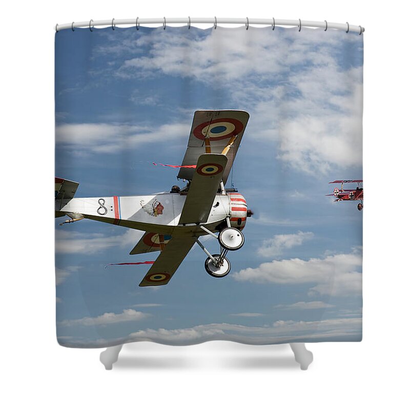 Aircraft Shower Curtain featuring the digital art Stalked by Pat Speirs