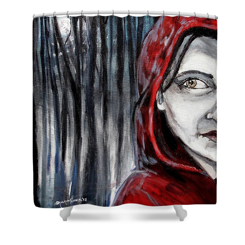 Little Red Riding Hood Shower Curtain featuring the painting Stalked by Shana Rowe Jackson