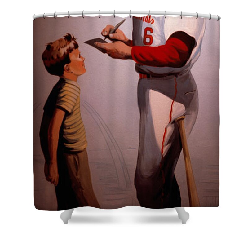 Baseball Shower Curtain featuring the photograph Stan Musial Mural by Tracy Knauer