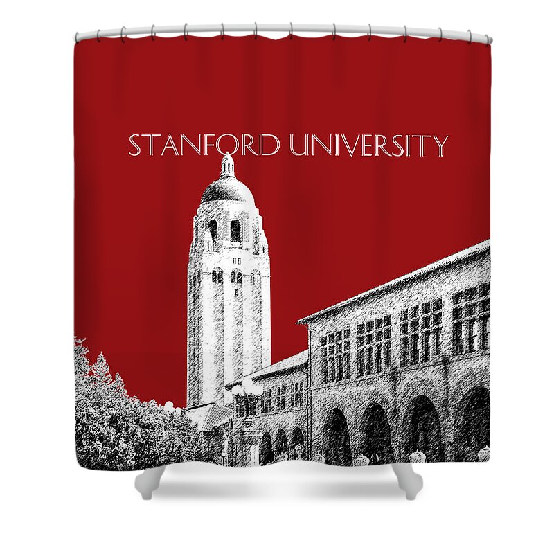 University Shower Curtain featuring the digital art Stanford University - Dark Red by DB Artist