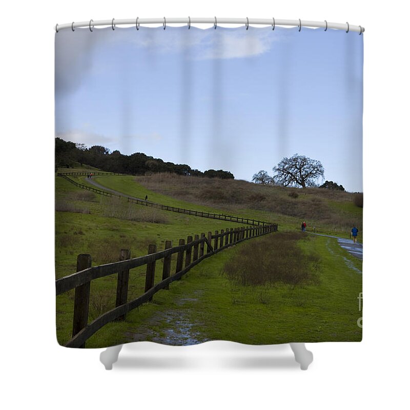 Travel Shower Curtain featuring the photograph Stanford University The Dish Hiking Trail by Jason O Watson
