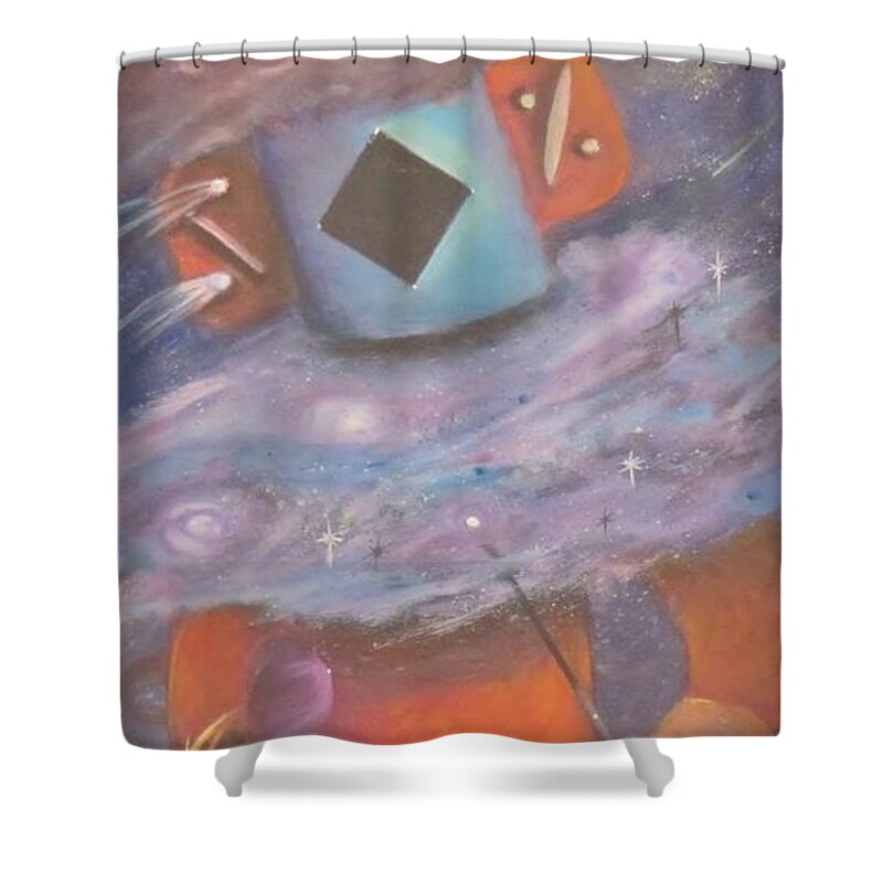 Kachina Shower Curtain featuring the painting Star Kachina by Sherry Strong