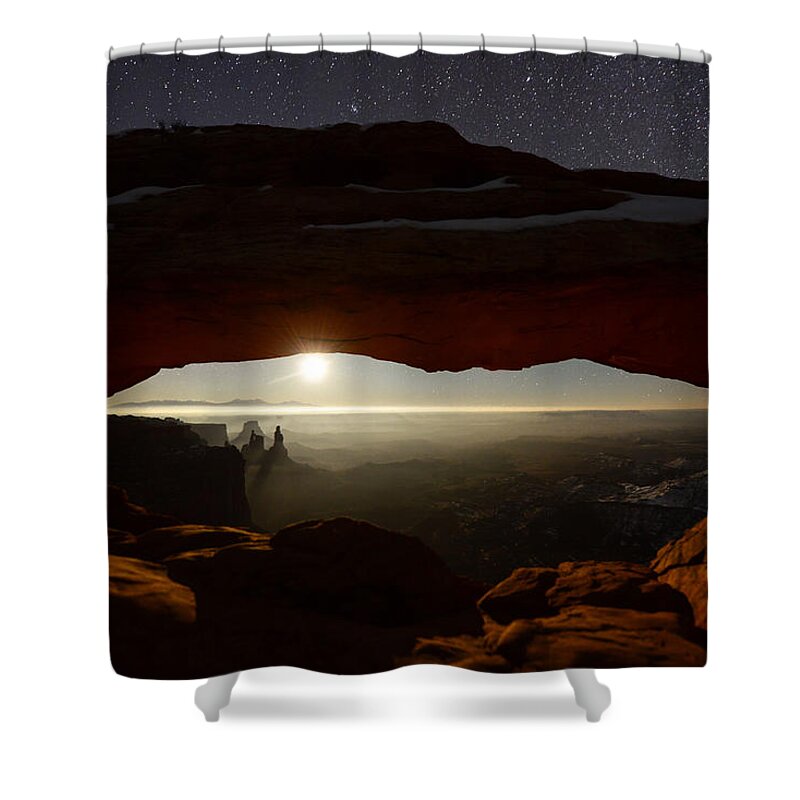 Mesa Arch Shower Curtain featuring the photograph Starry Mesa Arch by Dustin LeFevre
