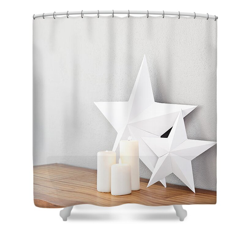 Apartment Shower Curtain featuring the photograph Stars And Candles by U Schade