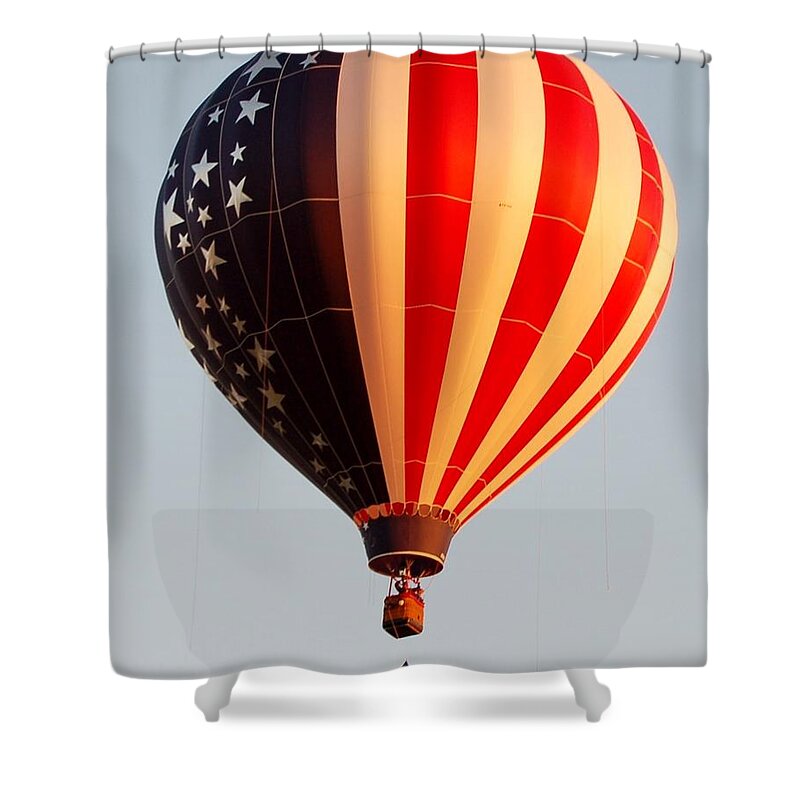 Hot Air Balloon Shower Curtain featuring the photograph Stars and Stripes by Christopher James