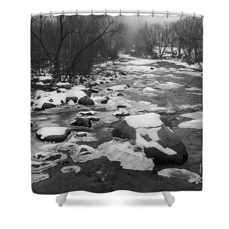 Ice Maine Photography Shower Curtain featuring the photograph Starting to Freeze by Alana Ranney