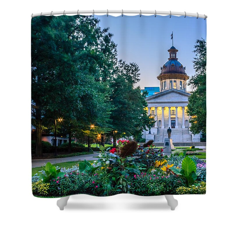 Columbia Shower Curtain featuring the photograph State House Garden by Rob Sellers