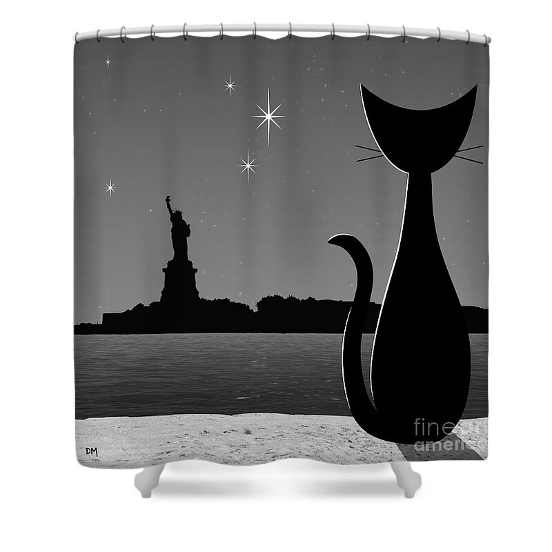 New York Shower Curtain featuring the digital art Statue of Liberty by Donna Mibus