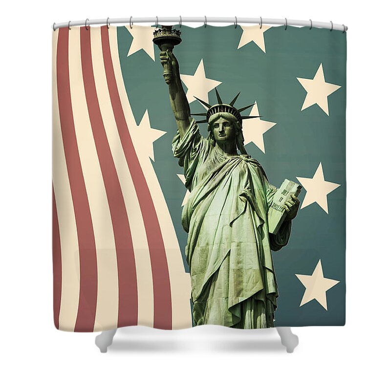 America Shower Curtain featuring the photograph Statue of Liberty by Juli Scalzi