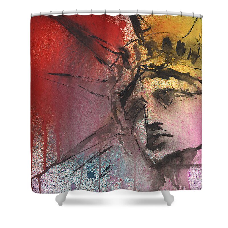 Statue Of Liberty Art Shower Curtain featuring the painting Statue of Liberty New York painting by Svetlana Novikova