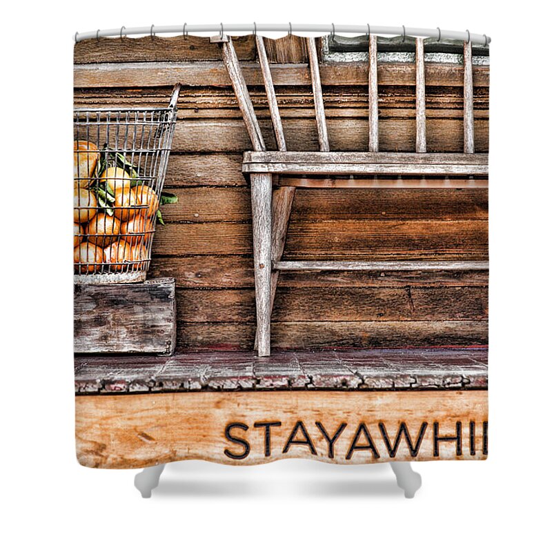 Bench Shower Curtain featuring the photograph StayAWhile by Diana Raquel Sainz