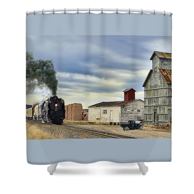 Union Pacific Shower Curtain featuring the photograph Steam in Castle Rock by Ken Smith