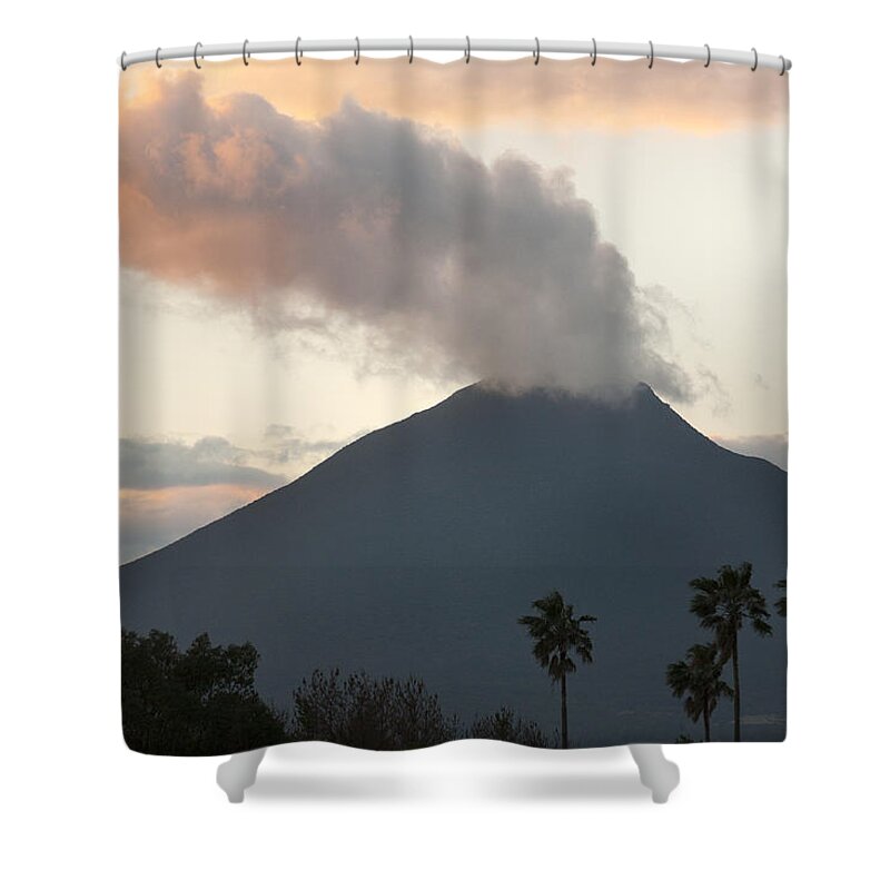 Kevin Schafer Shower Curtain featuring the photograph Steaming Volcano At Sunset Mount by Kevin Schafer