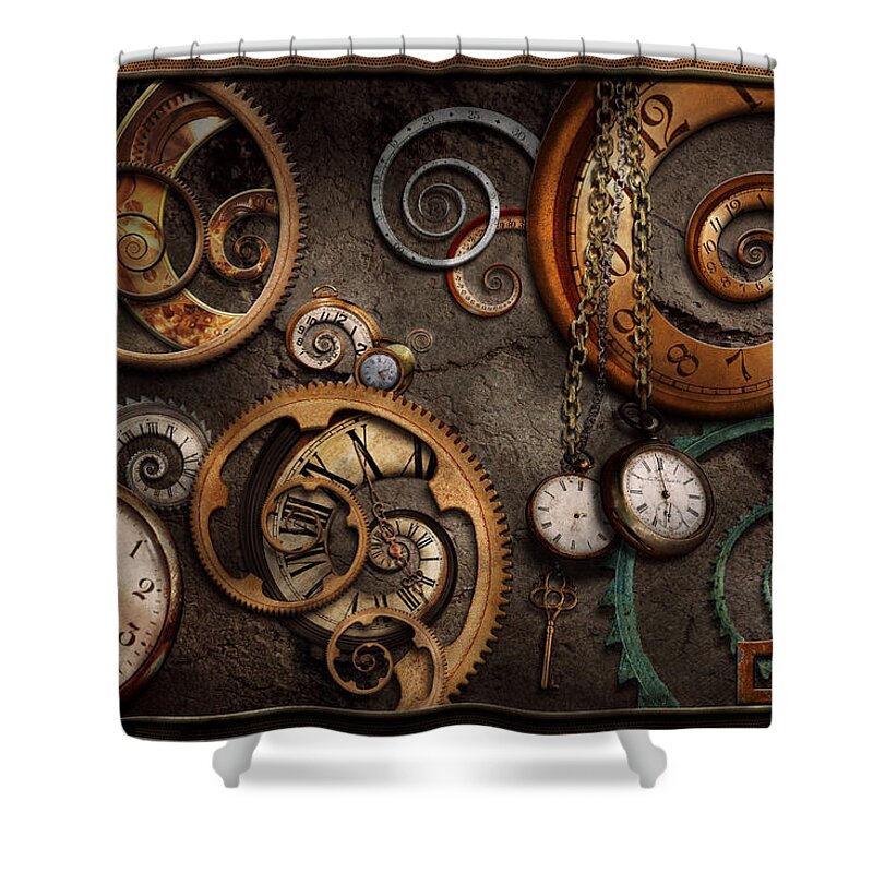 Steampunk Shower Curtain featuring the photograph Steampunk - Abstract - Time is complicated by Mike Savad