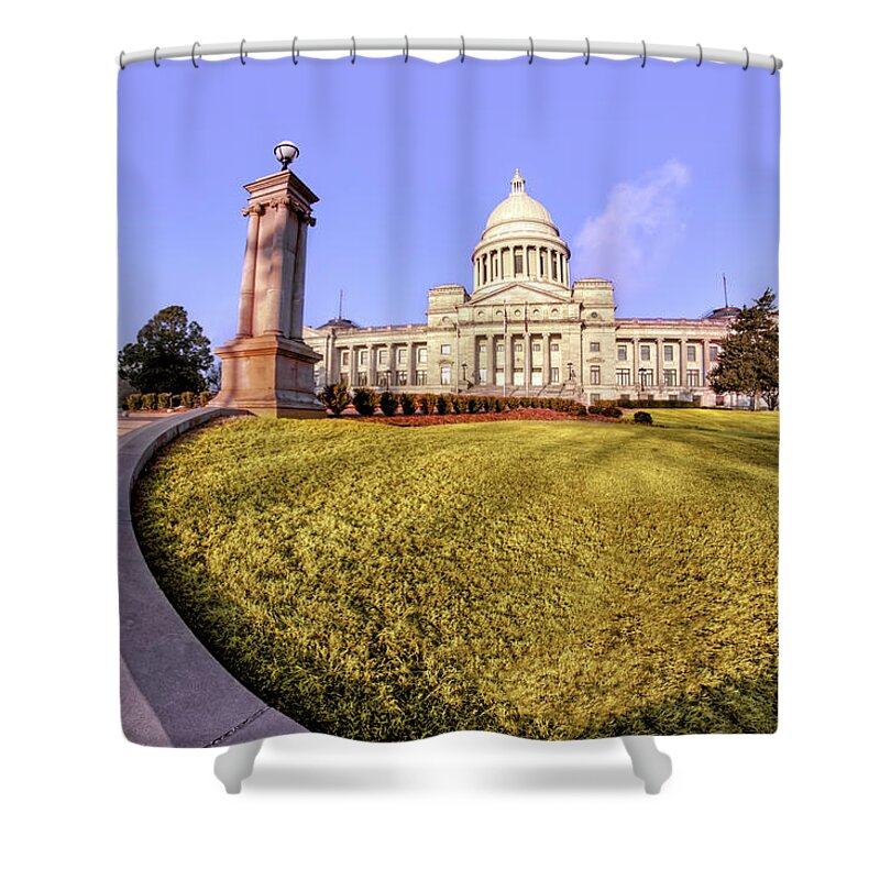 Arkansas State Capitol Shower Curtain featuring the photograph Steps to the Capitol - Arkansas - Little Rock by Jason Politte