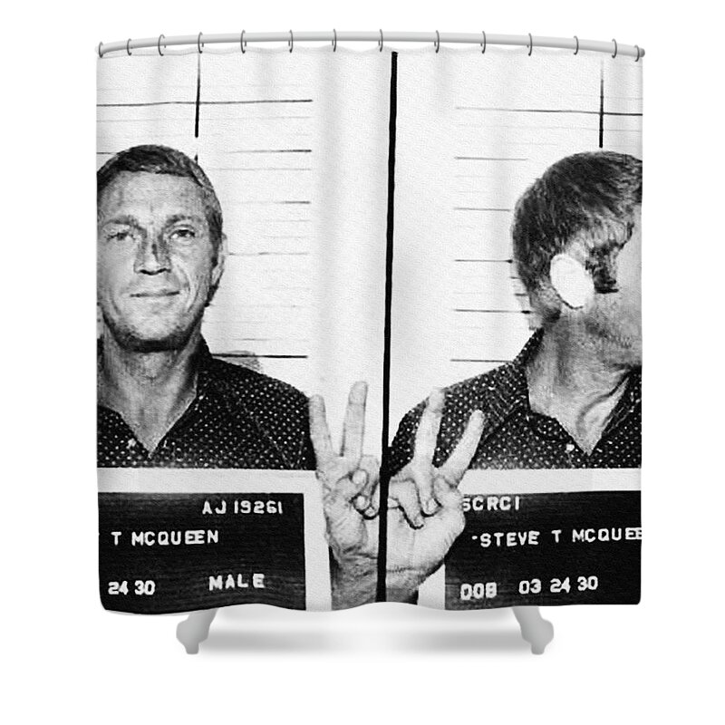 Steve Shower Curtain featuring the photograph Steve McQueen Mugshot by Digital Reproductions