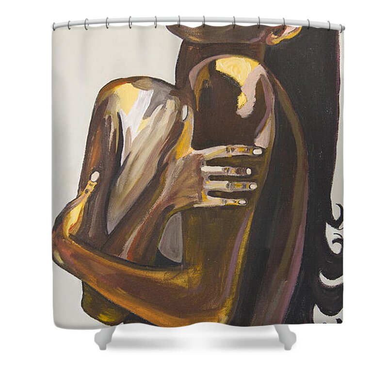 Portrait Shower Curtain featuring the painting Still in Love with You by Christel Roelandt